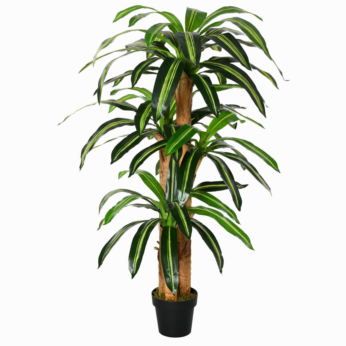 KUNSTPFLANZE, Künstliche Drachenbaum-Pflanze, 66 Moosblätter, für Garten & Büro, Ø20x160 cm, Grün - Multicolor, Kunststoff (160cm) - FORIOUS