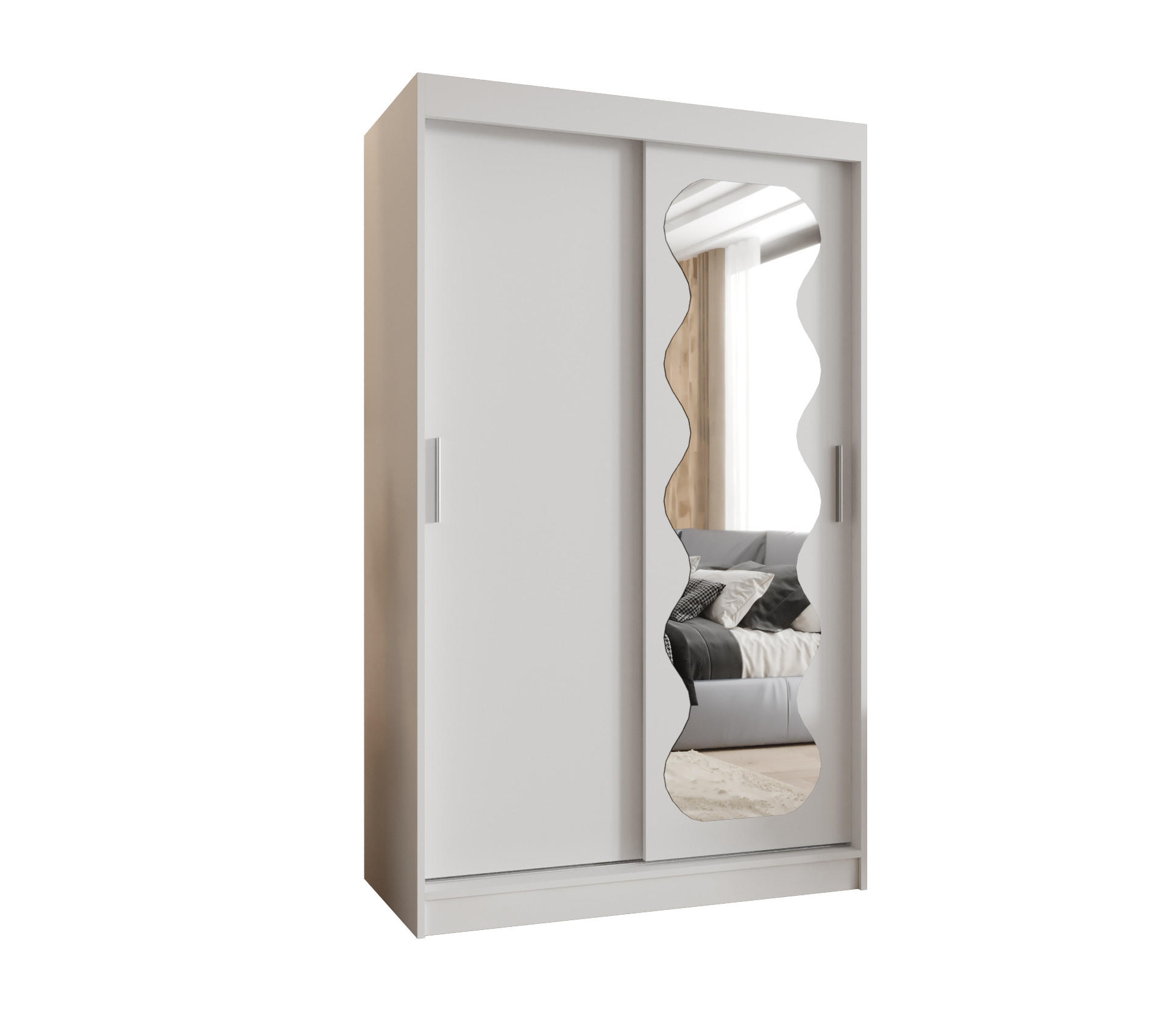 SCHWEBETÜRENSCHRANK 200/120/62 2-türig - Silberfarben/Weiß, Holz (120/200/62cm) - MÖBEL KRYSPOL