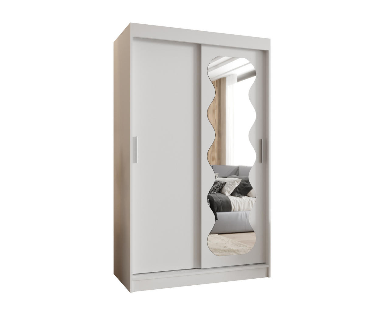 SCHWEBETÜRENSCHRANK 200/120/62 2-türig - Silberfarben/Weiß, Holz (120/200/62cm) - MÖBEL KRYSPOL