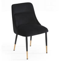 ESSZIMMERSTUHL Samtbezug mit integriertem Rückenkissen und Metallgestell Schalenform Modern gepolstert, Schwarz 49x56x85 cm - Schwarz, Textil/Metall (49/85/56cm) - KADIMA DESIGN
