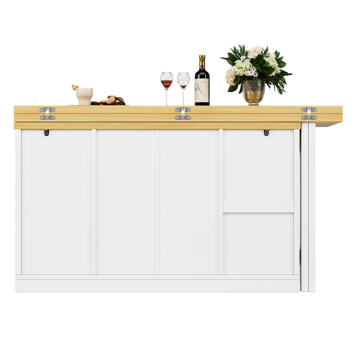BARTISCH ausziehbar 120-223/40/73,8 cm mit Weinregal DE-39753 Weiß - Weiß, Holzwerkstoff (40/120/73.8cm) - ComfortXL