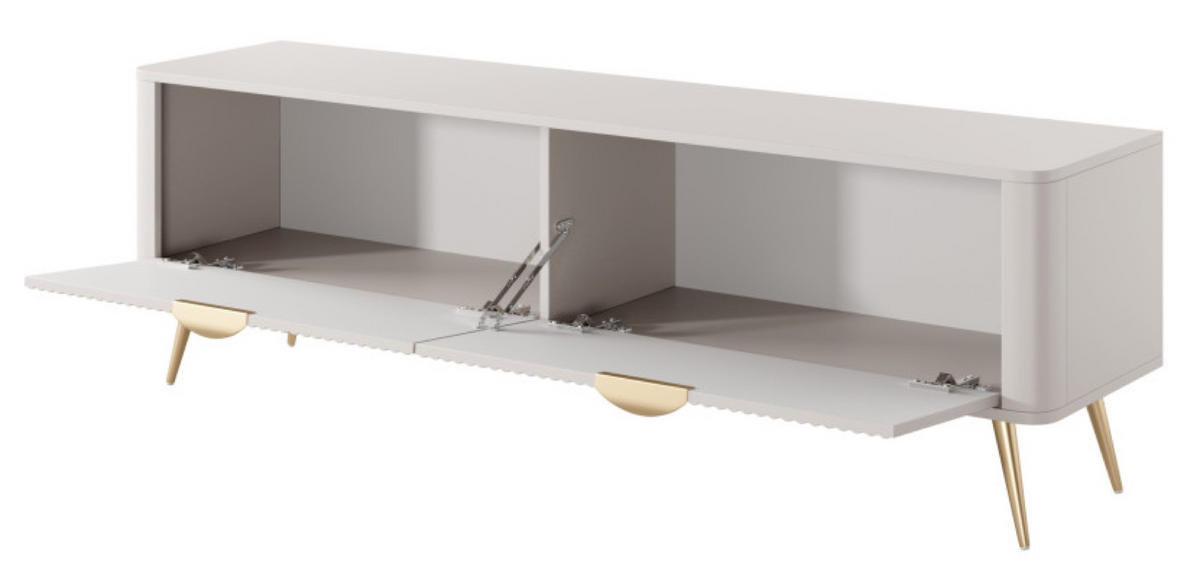 SCHRANK Beige Lena Gerillt Auf Goldenen Beinen - Beige, Holzwerkstoff (163/51/38cm) - Sepro Meble