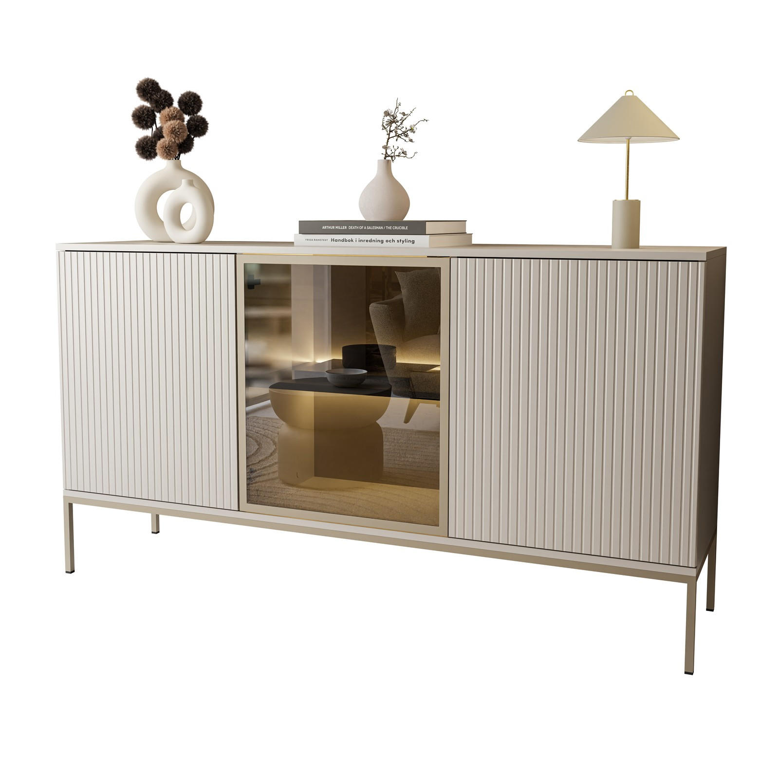 SIDEBOARD ECLIPSE K154 mit Beleuchtung,KASCHMIR - Kaschmir, Holzwerkstoff (154/83/39cm) - Lookway