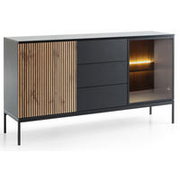 KOMMODE 150 cm Haller mit Schubladen, LED-Beleuchtung, Lamellen, Braun - Braun, Holz (154/83/39cm) - Emporius