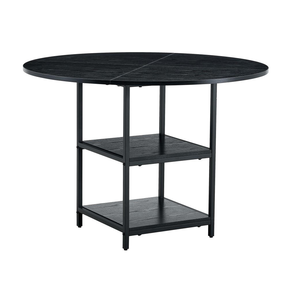 ESSTISCH Runder Doppelablage Schwarz-Optik, Regal doppelt, Holzoptik Ablage - Schwarz, Holzwerkstoff/Metall (107/107/75cm)