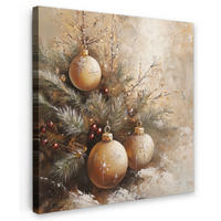 LEINWANDBILD Weihnachten - Kugeln - Beige - Gold 90x90 cm - Goldfarben, Textil (90/90cm) - MuchoWow