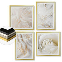 WANDBILDER 4er Set - 50x50 cm & 40x60 cm Goldrahmen - Elegante Marmormuster - Goldfarben, Kunststoff (50/50cm) - ArtPrintCave