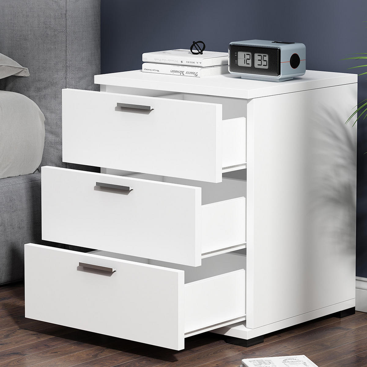 NACHTTISCH Marseille Weiß 46.2 x 60 cm - Weiß, Holzwerkstoff (46.2/60/42cm) - Vicco