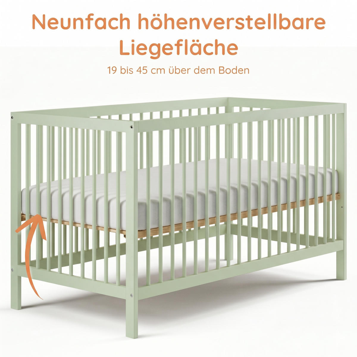 DĚTSKÁ POSTÝLKA 60x120 cm v zelené barvě - zelená barva, dřevo (60/120cm) - Kids Collective
