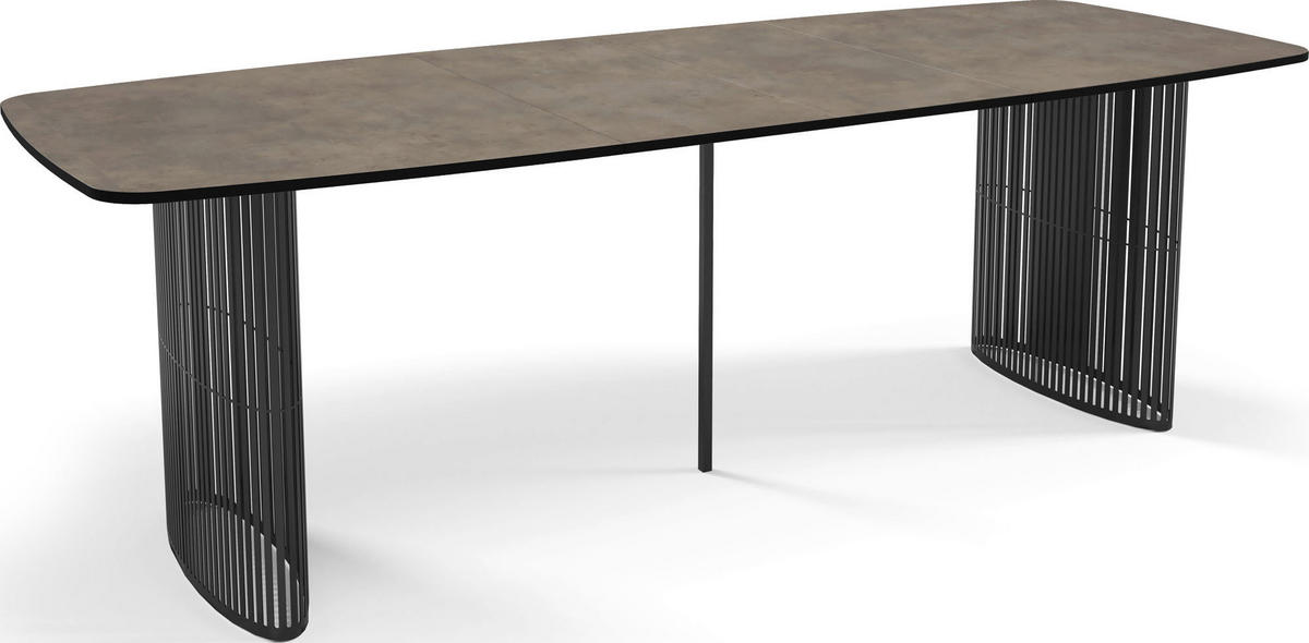 ESSTISCH Cavaro rechteckig oval ausziehbar, Beton-Optik Dunkelgrau 180-256/90/76 cm - Dunkelgrau/Schwarz, Holzwerkstoff/Metall (90/256/76cm) - WFL GROUP