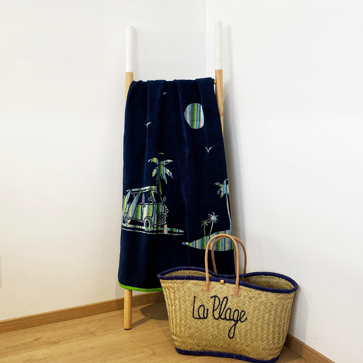 STRANDTUCH velours Jacquard Vany 75x150cm 400 g/m² marineblau - Blau, Textil (75/160cm) - LE COMPTOIR DE LA PLAGE