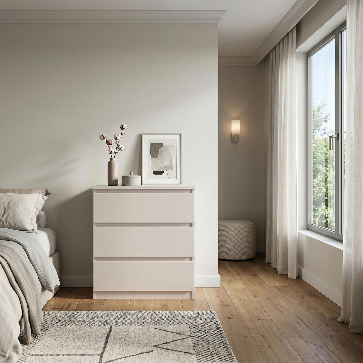 KOMMODE NUDO 70/78,5/39cm mit 3 Schubladen Türen Kaschmir - Kaschmir, Holzwerkstoff (70/78.5/39cm) - MASSENO