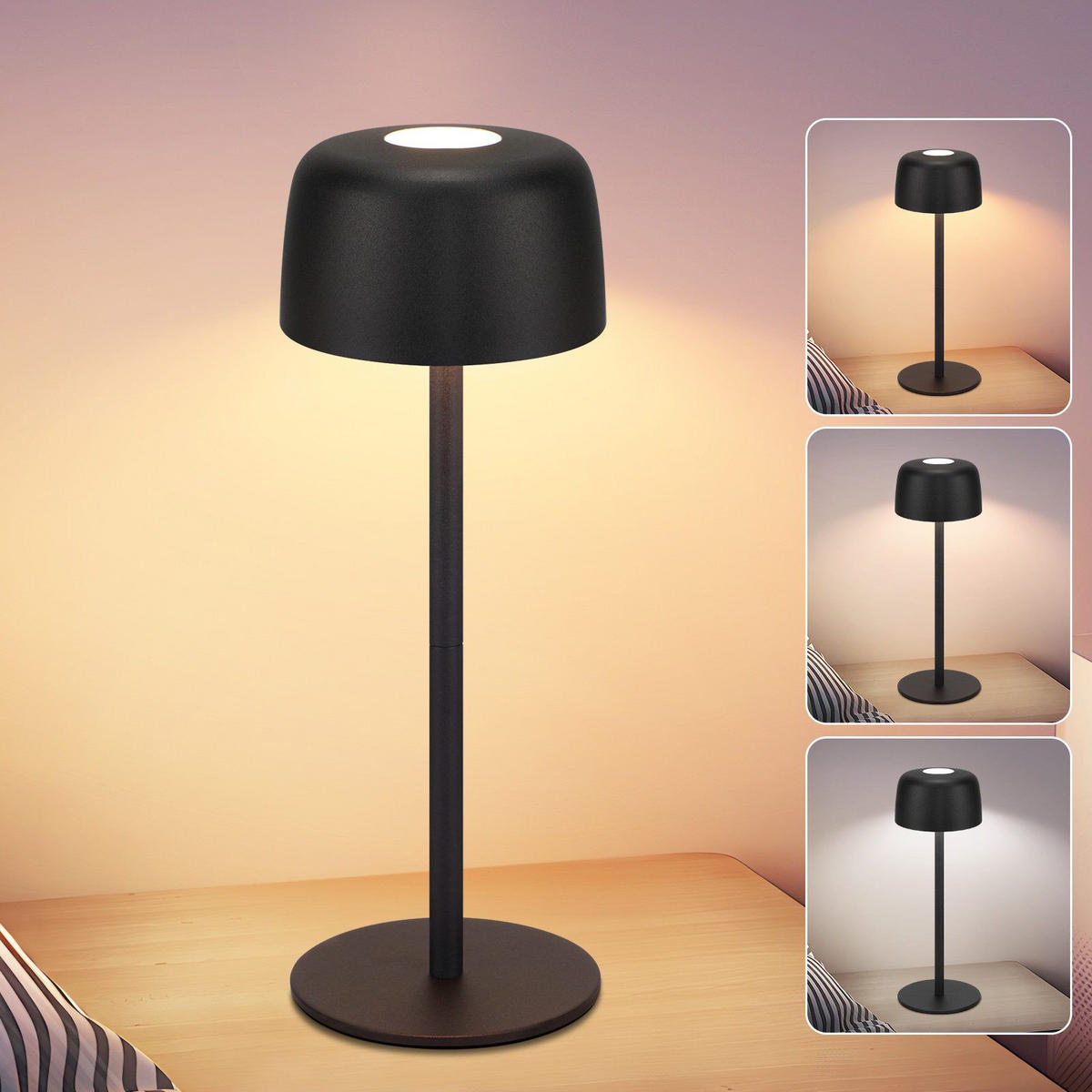 LED stolní lampa Aalbano 9/9/25cm - černá, kov (9/9/25cm) - Nettlife