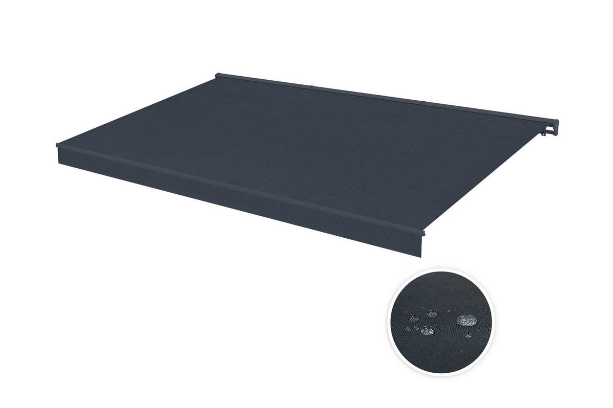 HALBKASSETTENMARKISE Fazzio Graue 5m x 3m motorisierte - Premium-Leinwand 320g/m² - Grau, Metall (500/270/300cm) - Cazeboo