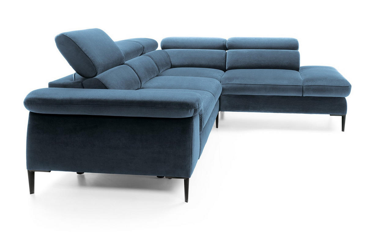 SCHLAFSOFA 280 cm Amaro L mit verstellbaren Kopfstützen, Rechts, Dunkelblau - Dunkelblau, Holz (214/280cm) - Emporius