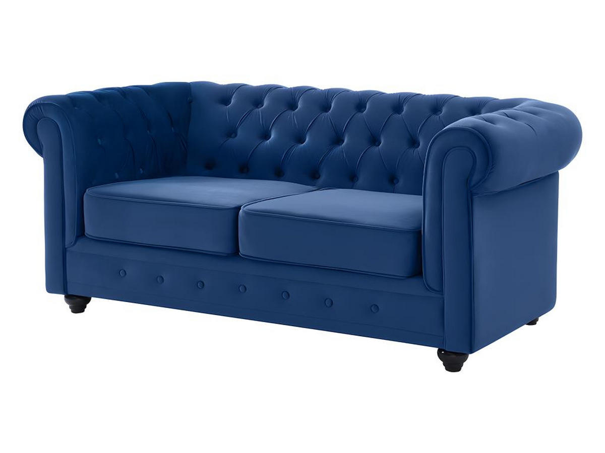 COUCHGARNITUR 3+2 - Samt - Dunkelblau - CHESTERFIELD - Blau, Textil (88/72/205cm) - Vente-Unique