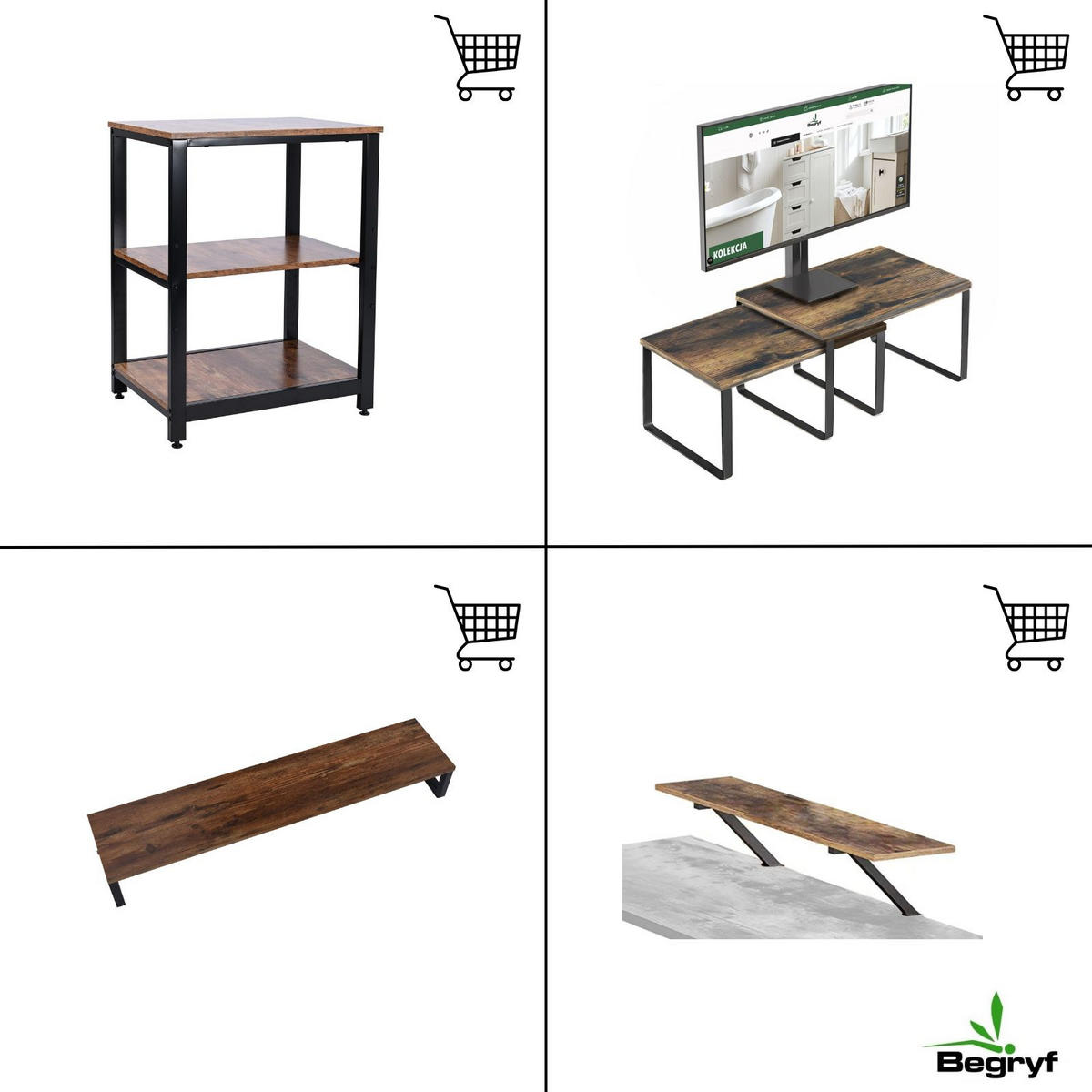 SCHREIBTISCH Metall Holzoptik Dunkelbraun Schwarz stabil 100x50x75 cm - Dunkelbraun/Schwarz, Holzwerkstoff/Metall (50/100/75cm) - Begryf