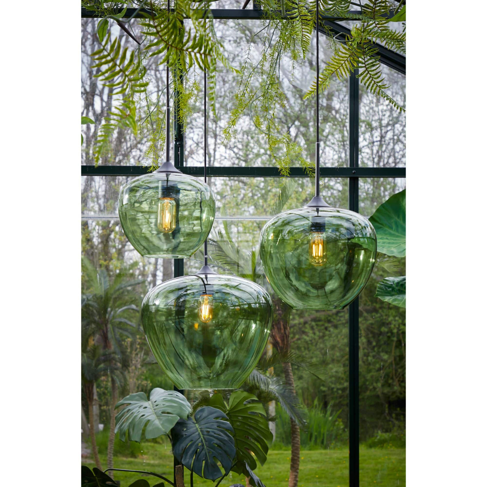 HÄNGELAMPE Mayson Grün Ø40/34 cm - Grün, Glas (40/40/34cm) - Light & Living