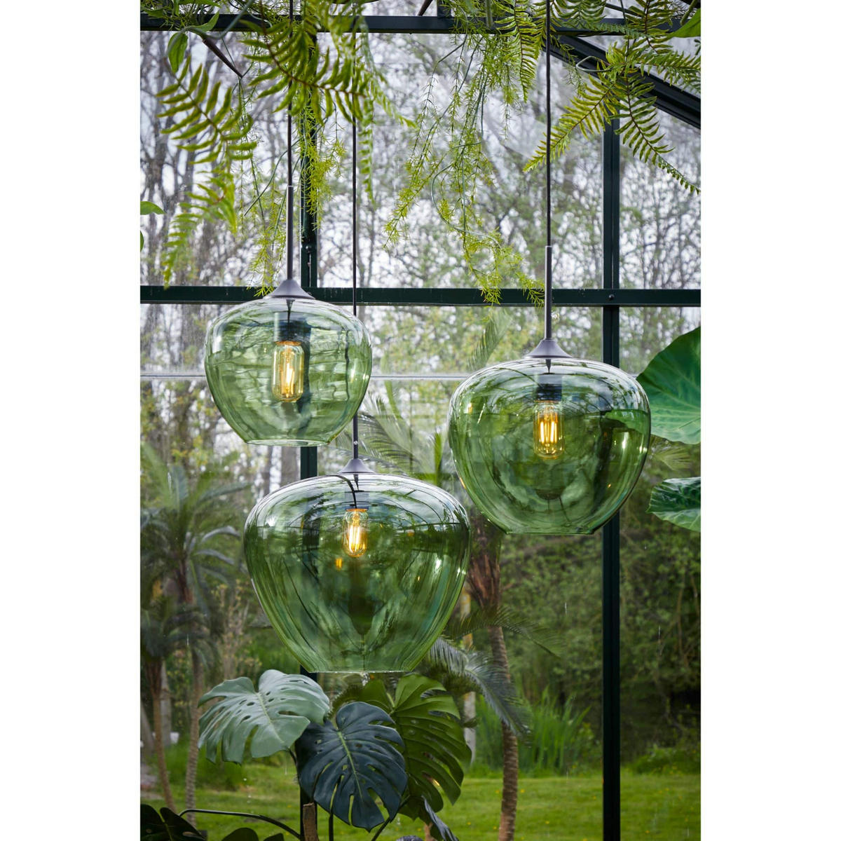 HÄNGELAMPE Mayson Grün Ø30/25 cm - Grün, Glas (30/30/25cm) - Light & Living
