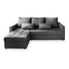 ECKSOFA KOS PIK M Grau Velours-Stoff mit Schlaffunktion - Grau, Holz (220/140cm) - MASSENO