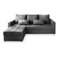 ECKSOFA KOS PIK M Grau Velours-Stoff mit Schlaffunktion - Grau, Holz (220/140cm) - MASSENO