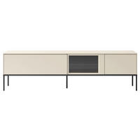 TV stolík Bellezo s osvetlenou presklenou vitrínou Krémová 196/55/41 cm - čierna/krémová, kompozitné drevo (196/55/41cm) - Selsey