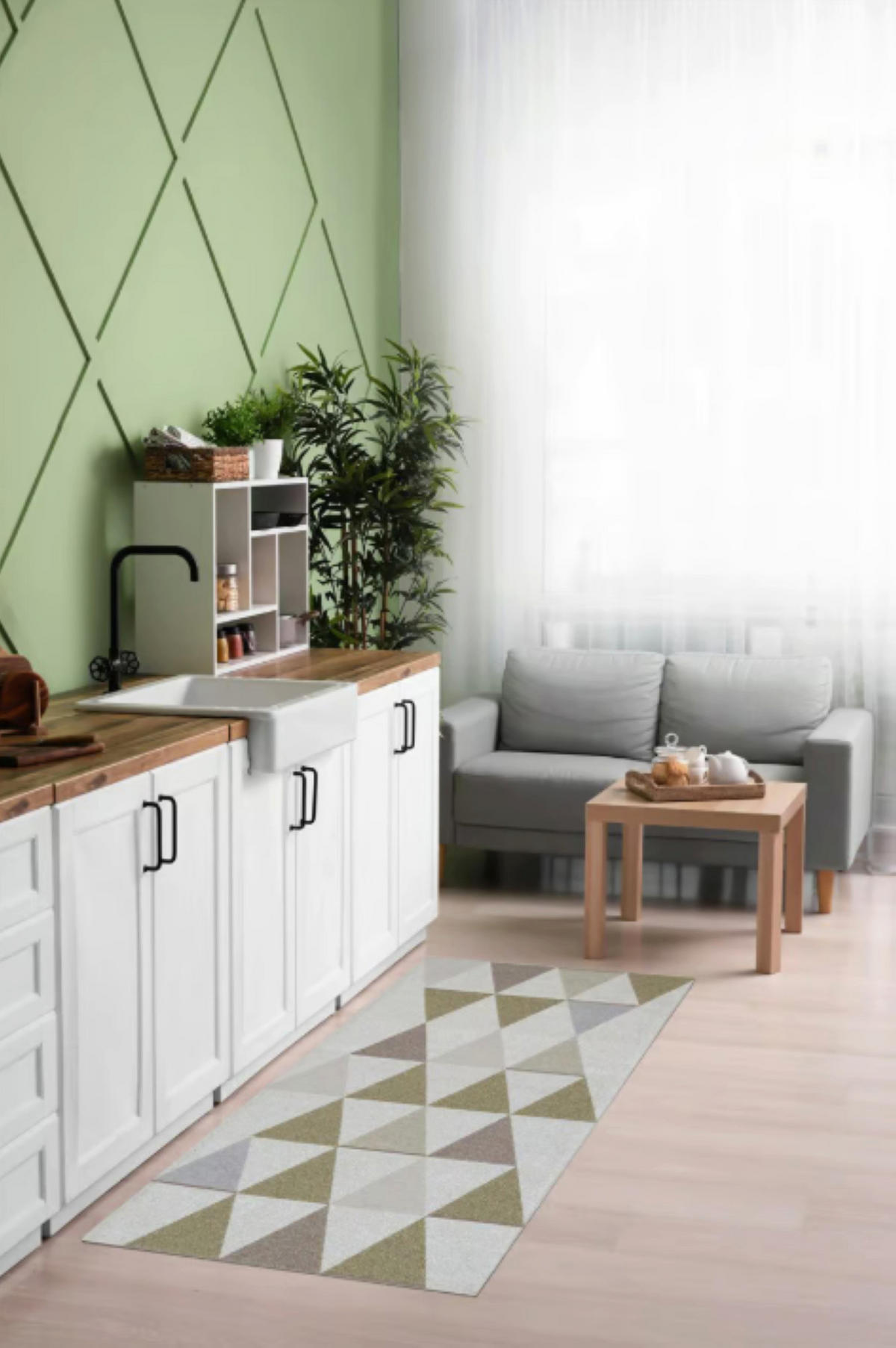 TEPPICH Flur Wolle & Baumwolle ISAAC Grün 60x180 cm - Grün, Naturmaterialien (60/180cm) - Novatrend