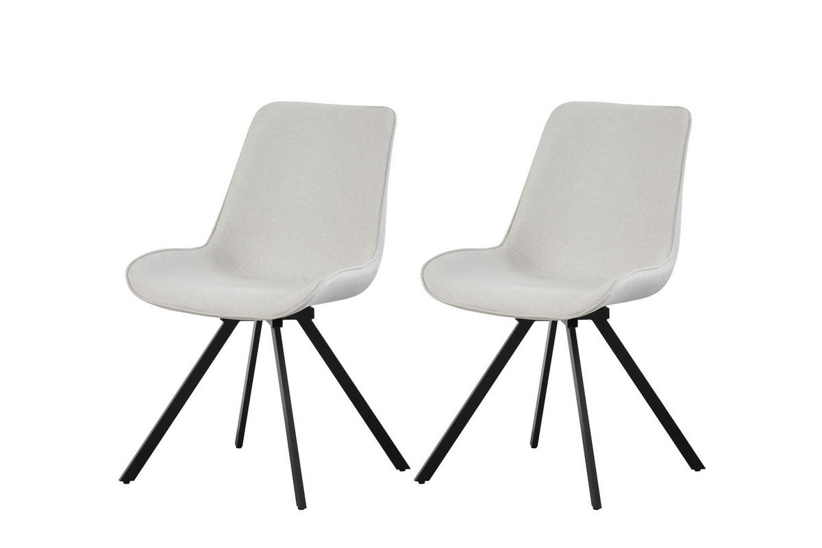 DREHSTUHL 2er Set Rio Stühle in Creme - gemütliches Design - B/H/T: 52x85x61 cm - Creme, Textil (61/85/52cm)