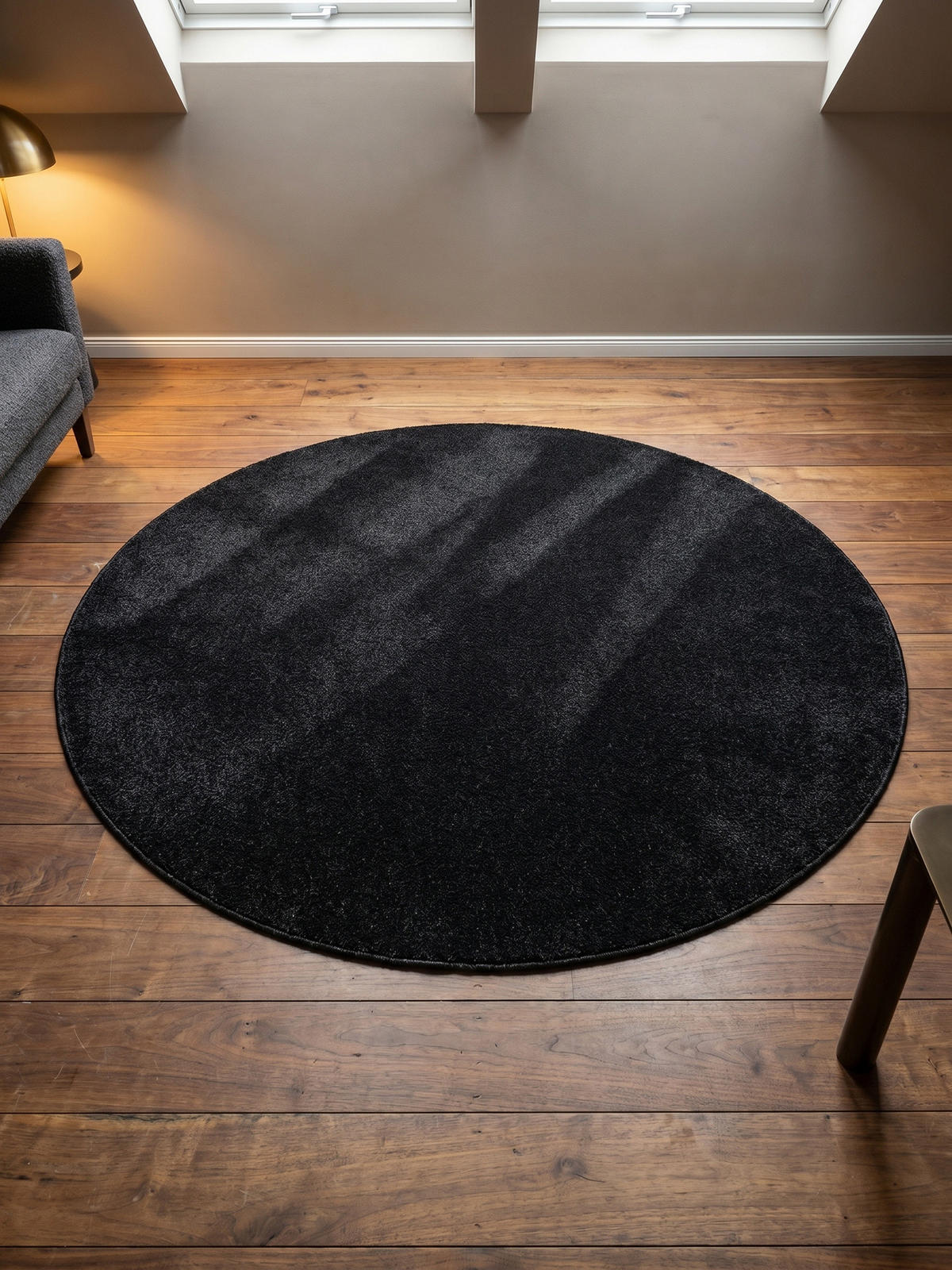 TEPPICH Waschbar Uni Modern Schlafzimmer Strapazierfähig Rund Anthrazit 200x200 cm OEKO-TEX – MAIN - Anthrazit, Textil (200/200cm) - KADIMA DESIGN