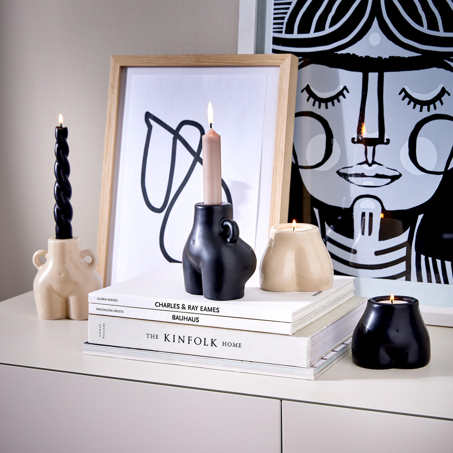 STABKERZENHALTER (6er Set) Boody - Beige, Keramik (7/11/10cm) - BUTLERS