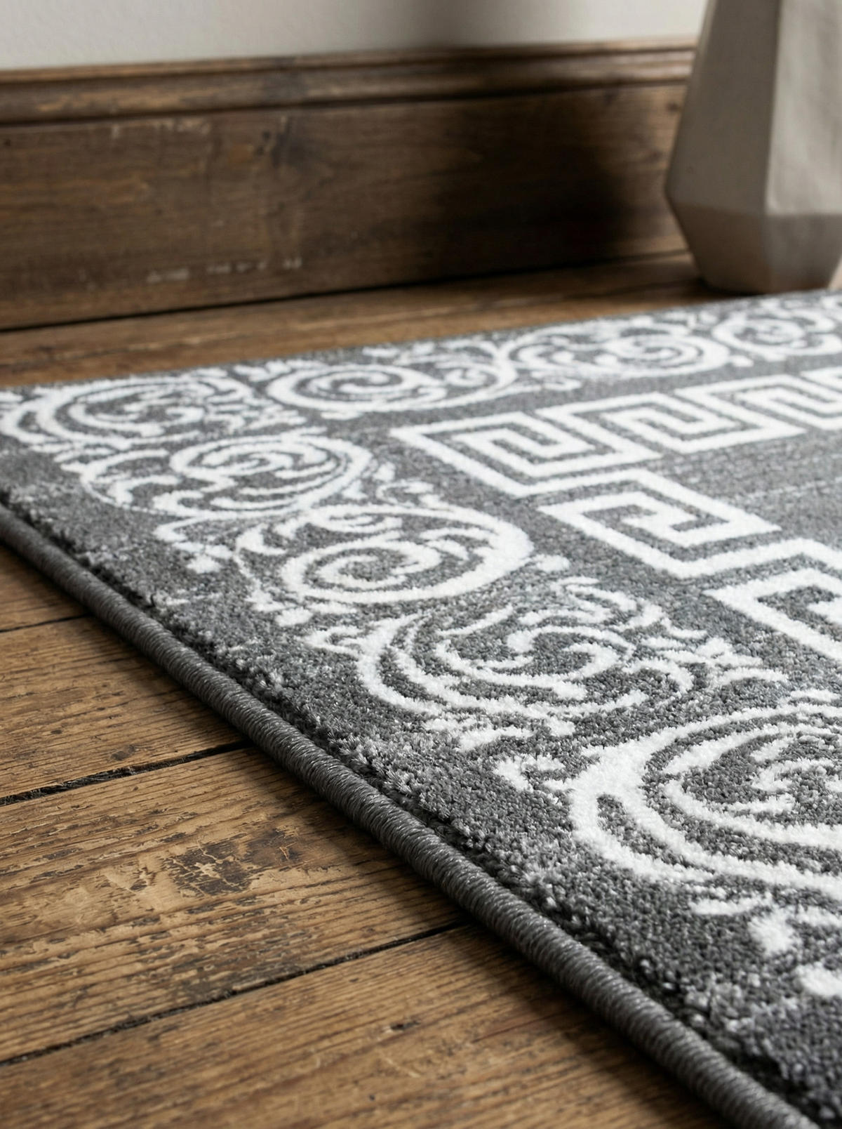 TEPPICH Kurzflor Mäander Polypropylen saugroboter Wohnzimmer Grau Rechteckig 160x230 - Grau, Textil (160/230cm) - KADIMA DESIGN