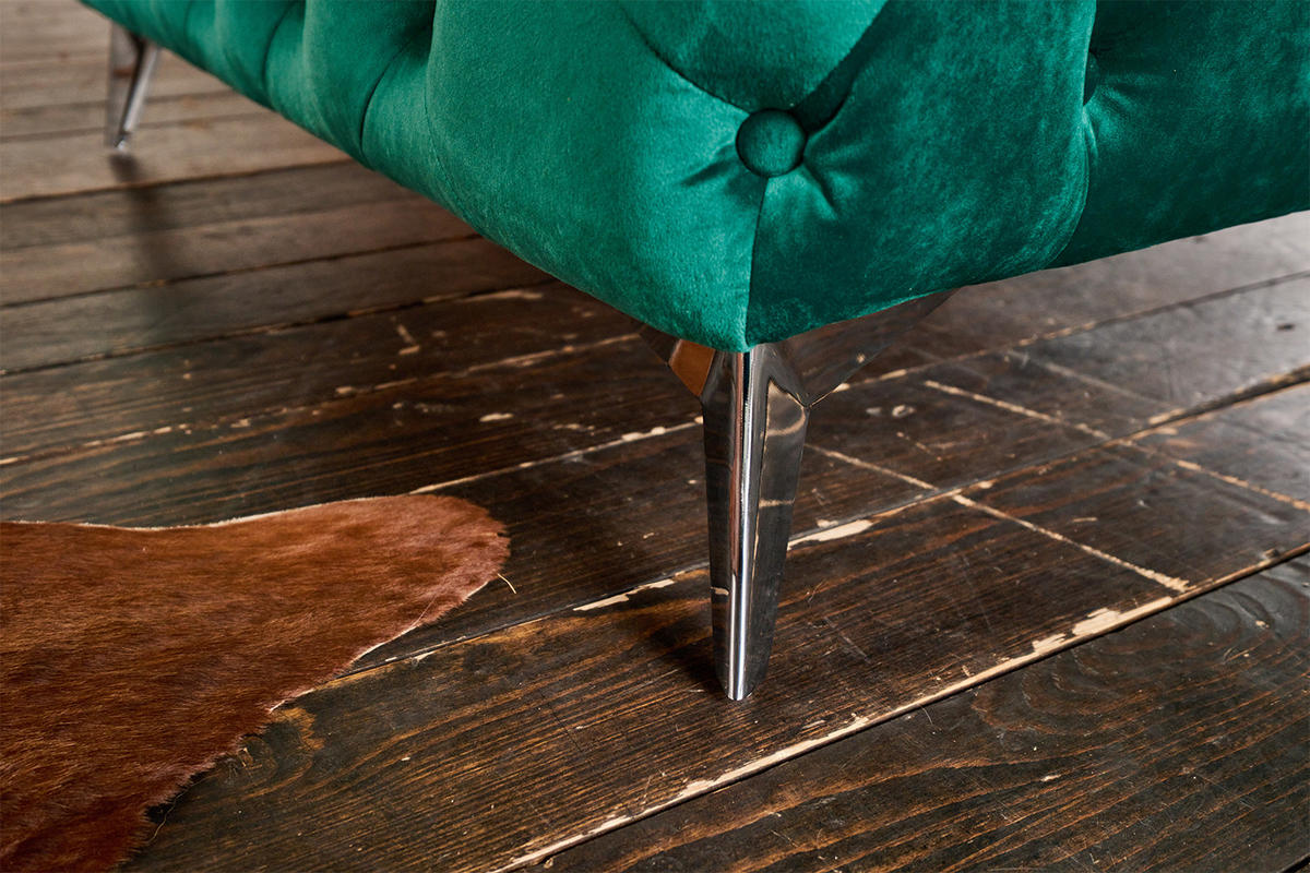 CHESTERFIELD-SESSEL NARLA Grün Velvet - Silberfarben/Grün, Textil/Metall (120/71/87cm) - KAWOLA