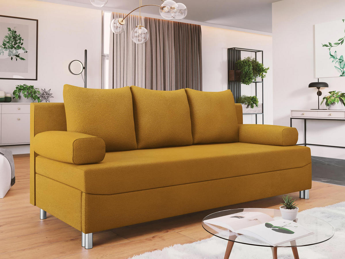 SCHLAFSOFA Dover - Chromfarben/Gelb, Holz/Kunststoff (192/86/80cm) - MIRJAN24