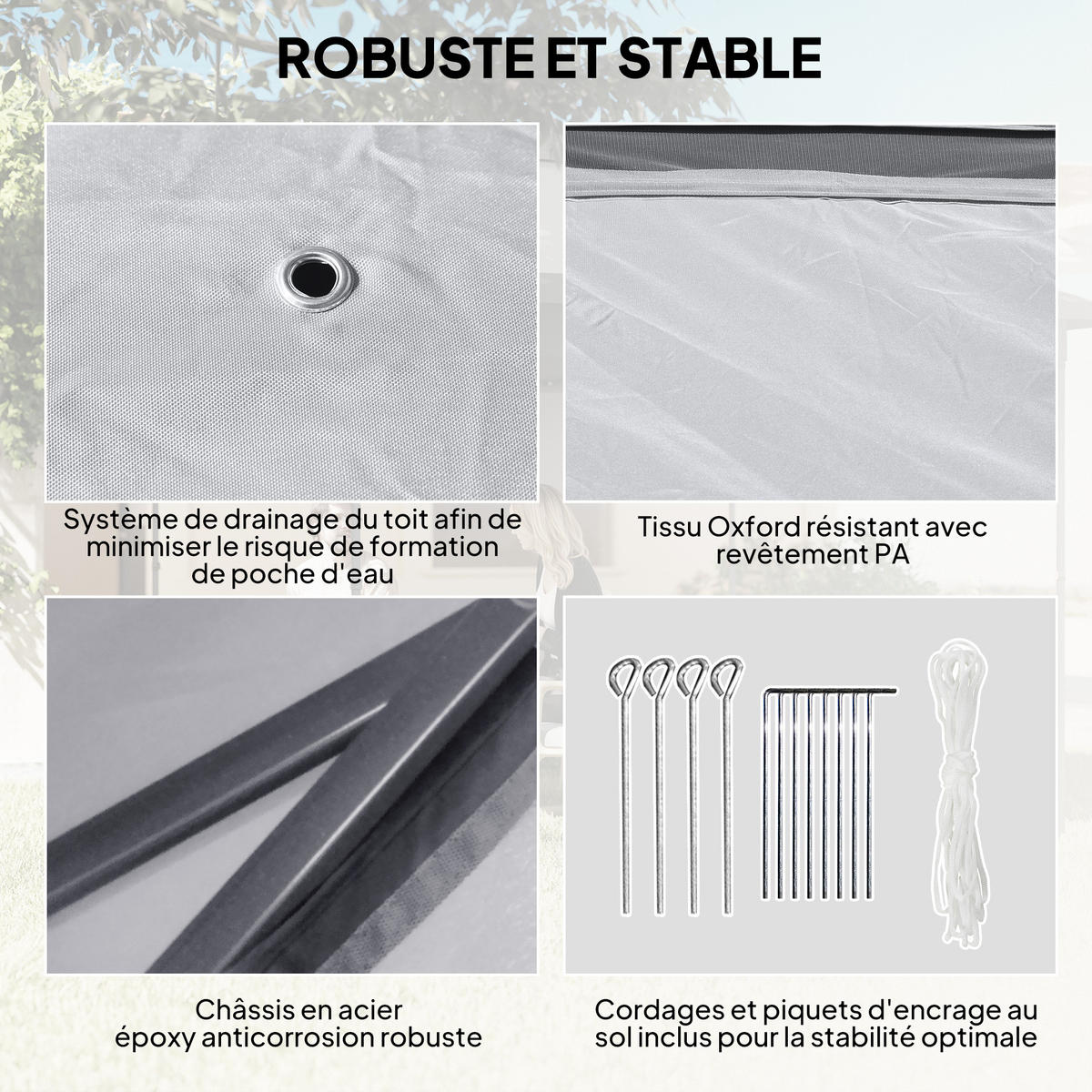 PAVILLON DE-13943 Pop-up 3/3 m, Doppeldach, 4 Moskitonetze - Grau, Textil (330/288/330cm) - ComfortXL