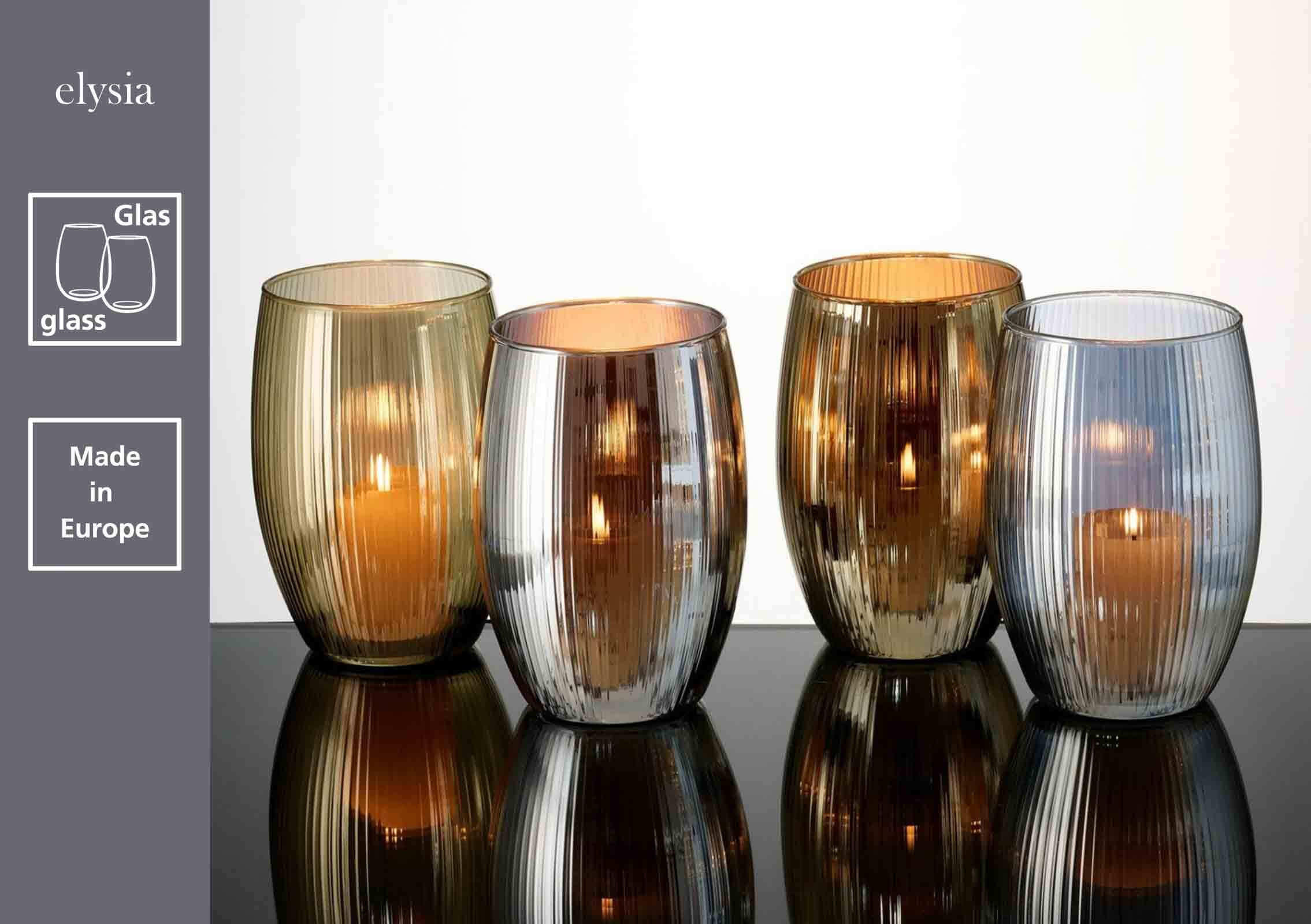 WINDLICHTER Elysia altgold ø 14 cm 4er Set - Gelb/Goldfarben, Glas (14/20/14cm) - Ritzenhoff Breker