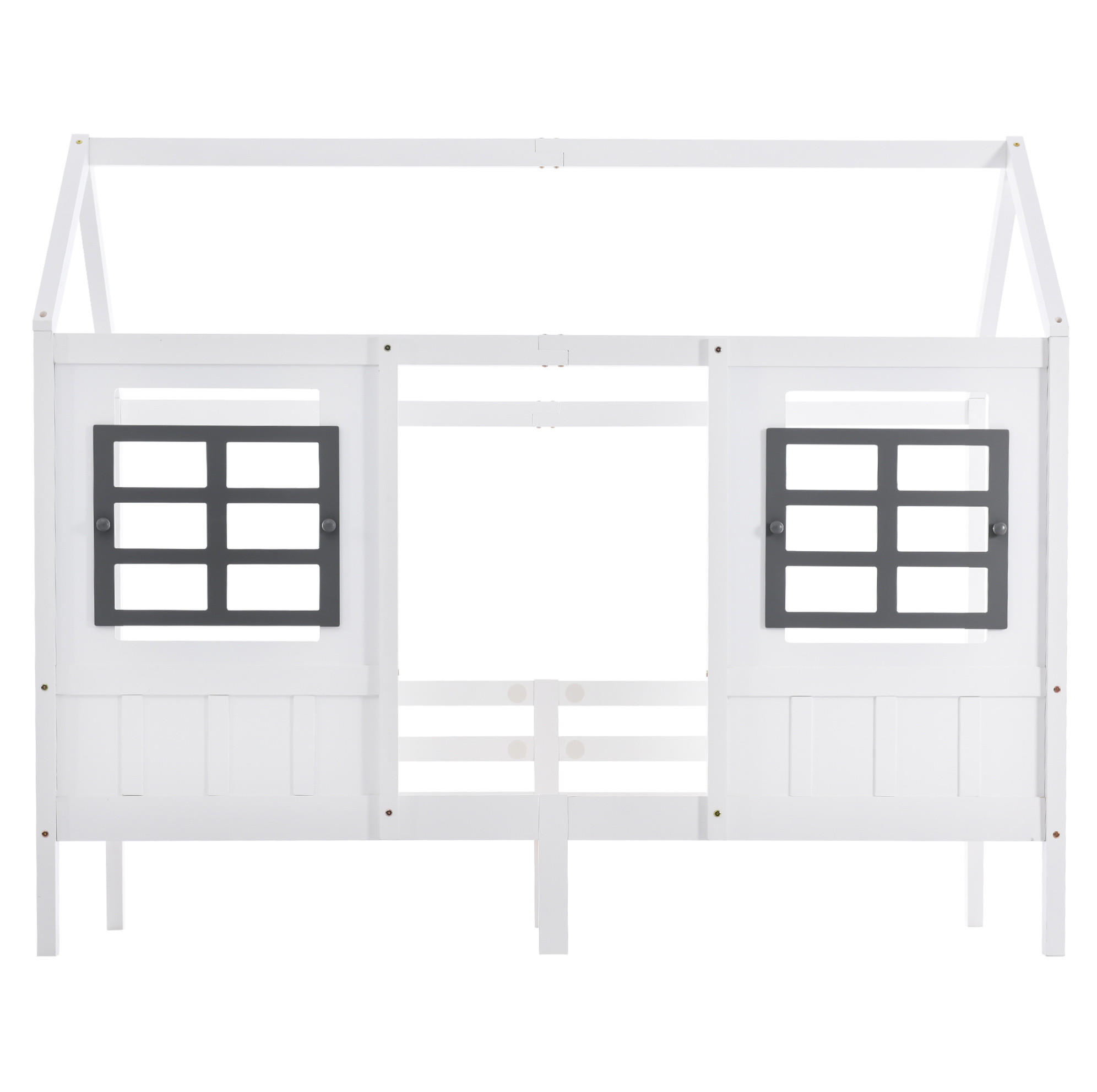 OKWISH DĚTSKÁ postel 200/90 cm bílá z borovice a MDF s okny a bezpečnostním rámem