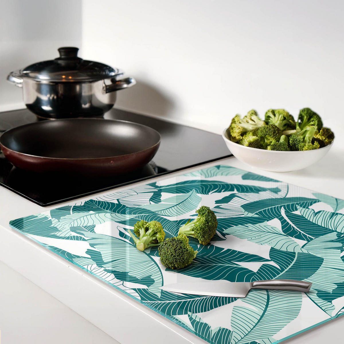 GLASPLATTE 60x52 cm Palmen - Grün, Glas (60/0.4/52cm) - TULUP