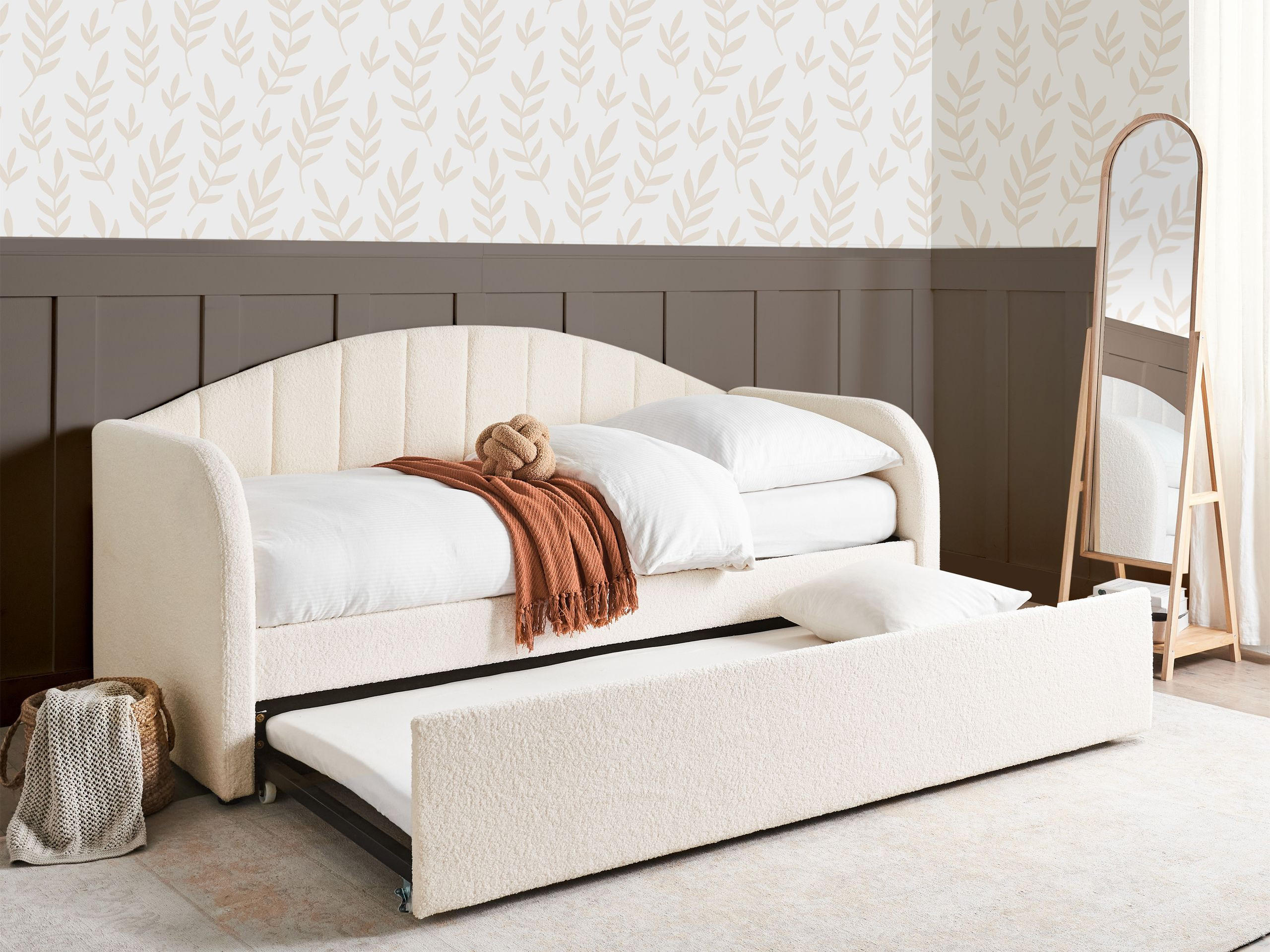 AUSZIEHBETT 90x200 cm Beige Eyburie - Beige, Textil (90/200cm) - Beliani