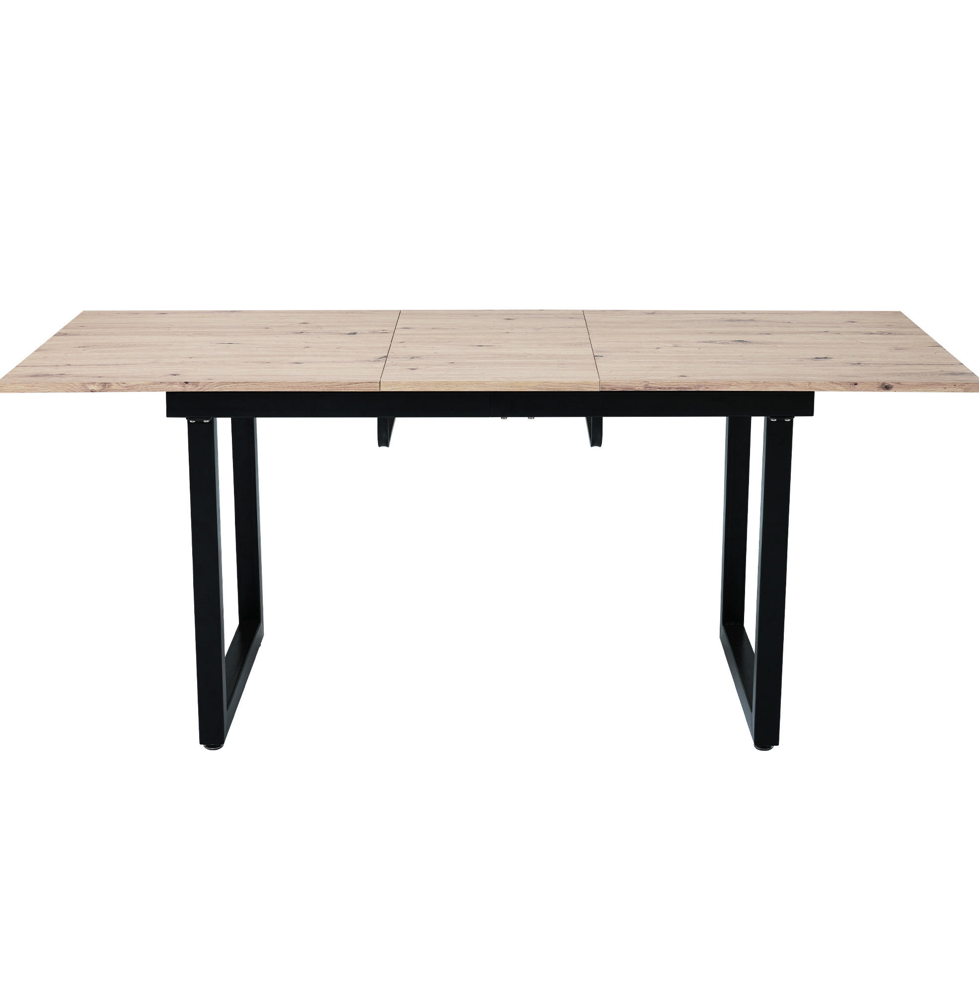 OKWISH JÍDELNÍ stůl 140/180/80/75 cm černý a v dekoru dubu z MDF a kovu rozkládací