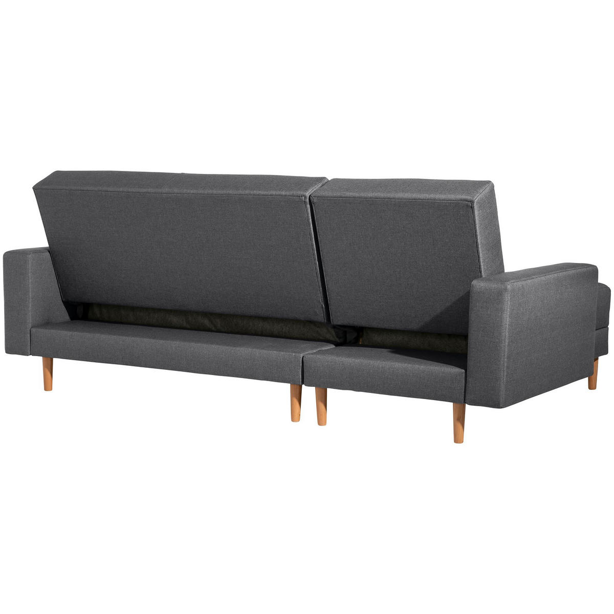 FUNKTIONSSOFA mit Hocker Kattie Flachgewebe graphit - Graphitfarben, Kunststoff (144/230cm) - 58aufmkessel