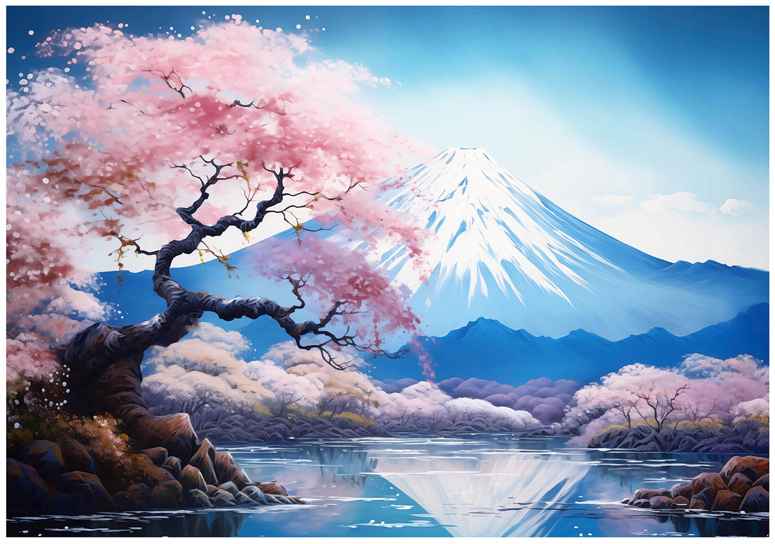 FOTOTAPETE Berge Aquarell Vlies Tapete Wohnzimmer 150x105 - Multicolor, Papier (150/105cm) - Wallarena