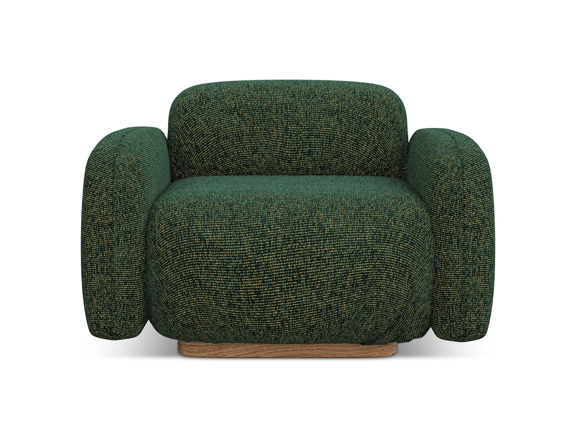 SESSEL Strukturstoff Stoff Grün - Dunkelgrün/Braun, Holz/Textil (110/73/95cm) - Makamii