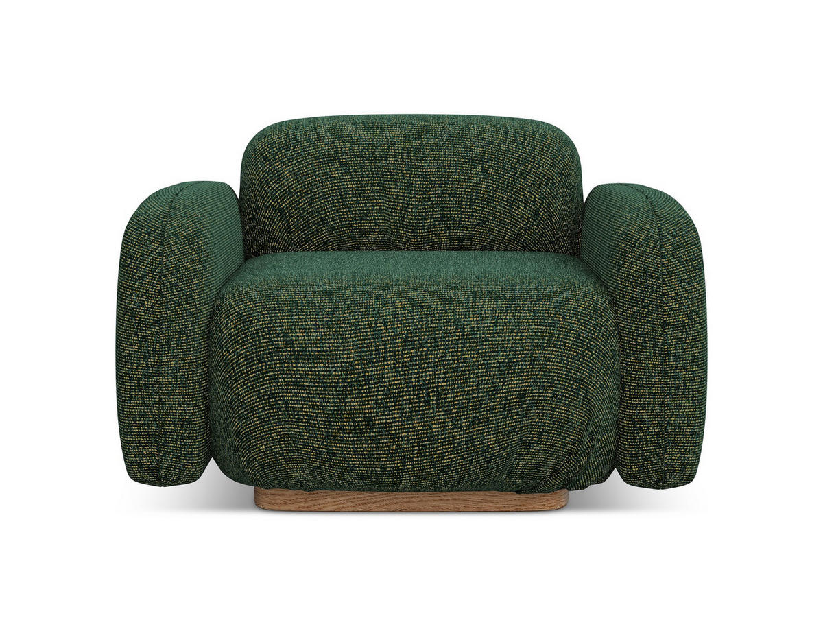 SESSEL Strukturstoff Stoff Grün - Dunkelgrün/Braun, Holz/Textil (110/73/95cm) - Makamii