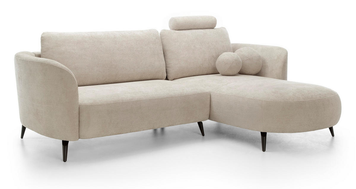 ECKSOFA auf Füßen Kendra 260 cm mit Schlaffunktion, Rechts, Beige - Beige, Holz (180/260cm) - Emporius