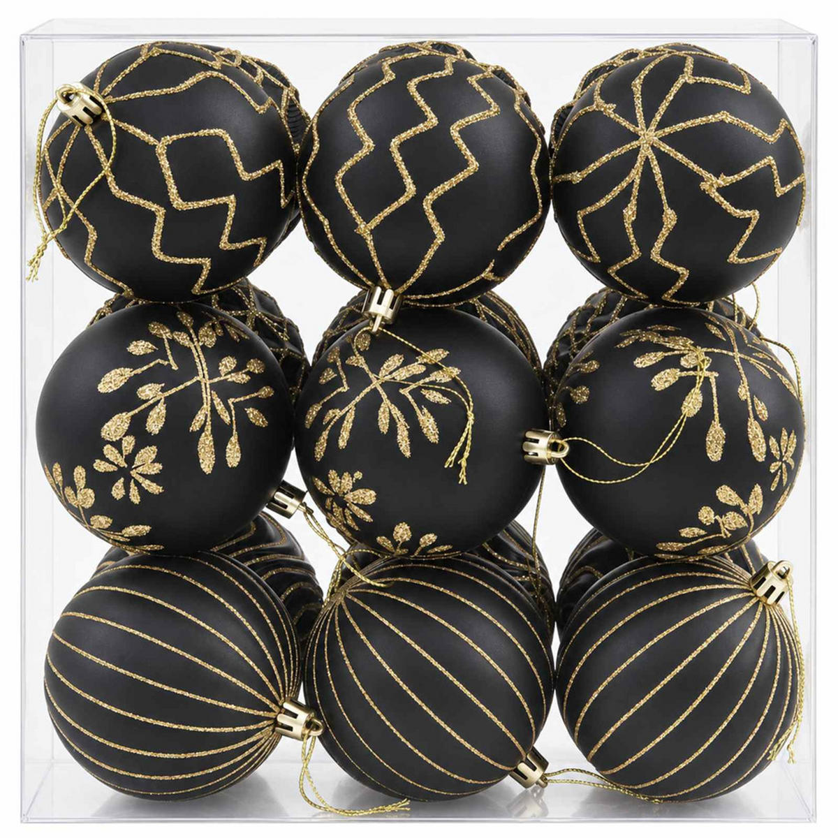 WEIHNACHTSKUGELSET XL 18 -teilig 8 cm Schwarz Polystyrol - Schwarz, Kunststoff (8/8/8cm) - vidaXL