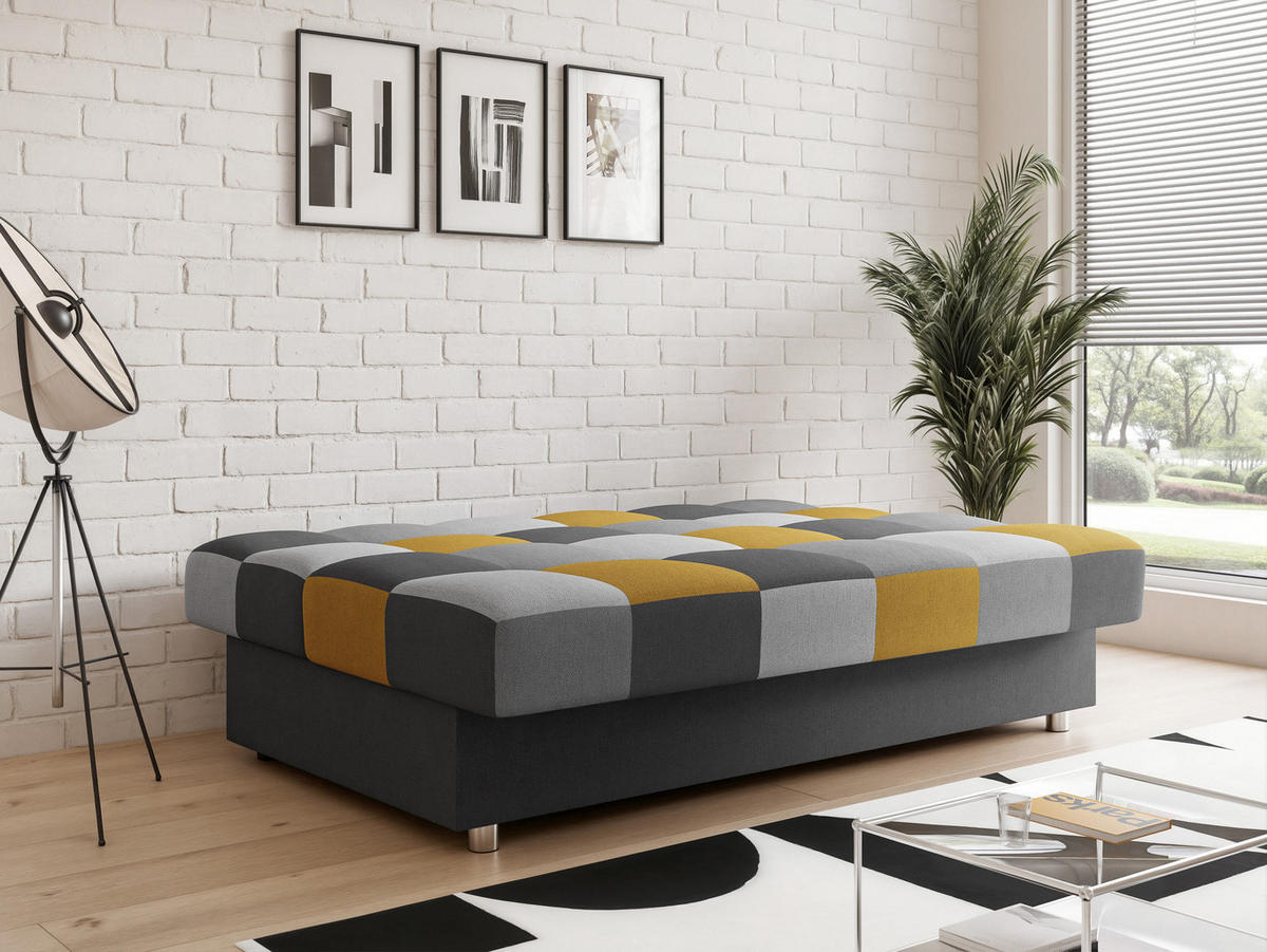 SCHLAFSOFA SKAL mit Bettkasten Anthrazit/Gelb - Anthrazit/Gelb, Holzwerkstoff/Kunststoff (200/85/90cm) - Idohome