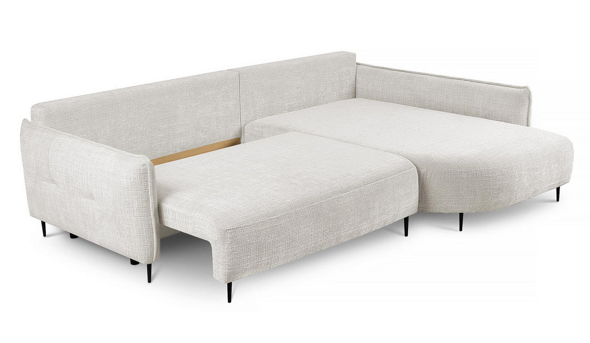 ECKSOFA Oblivio Cremeweiß Chenille - Creme/Schwarz, Textil/Metall (285/200cm) - Selsey
