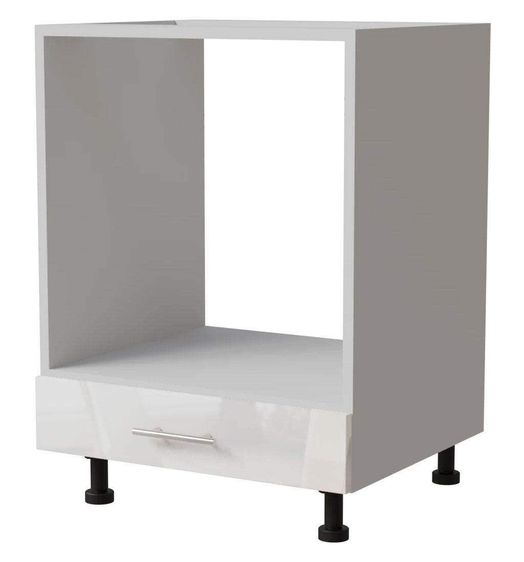 Feldmann-Wohnen Herdumbauschrank Weiß Hochglanz, Weiß 60x82x50 cm