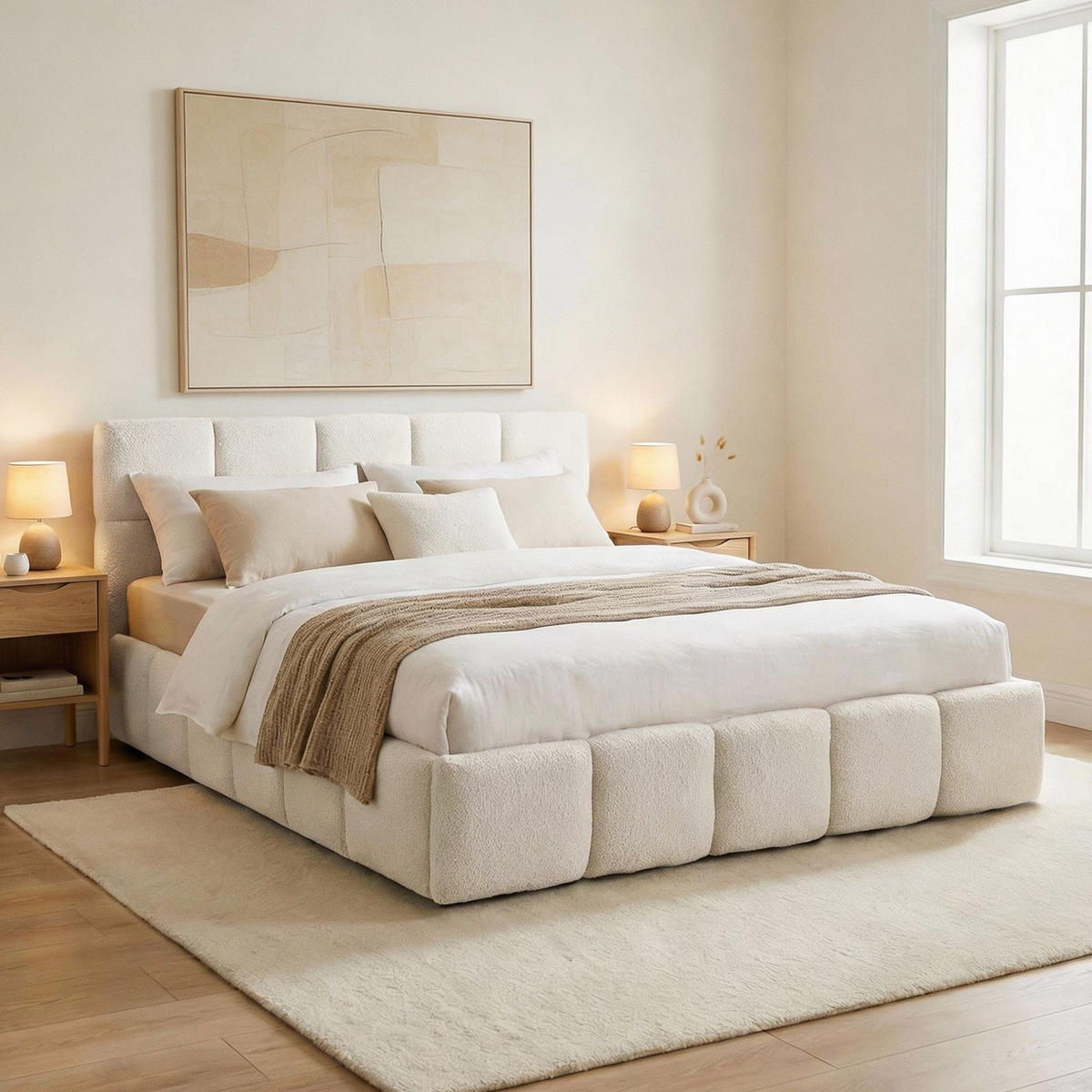 POLSTERBETT CLOUDY 180x200 cm cremeweiß - Creme, Textil (180/200cm) - IDIMEX