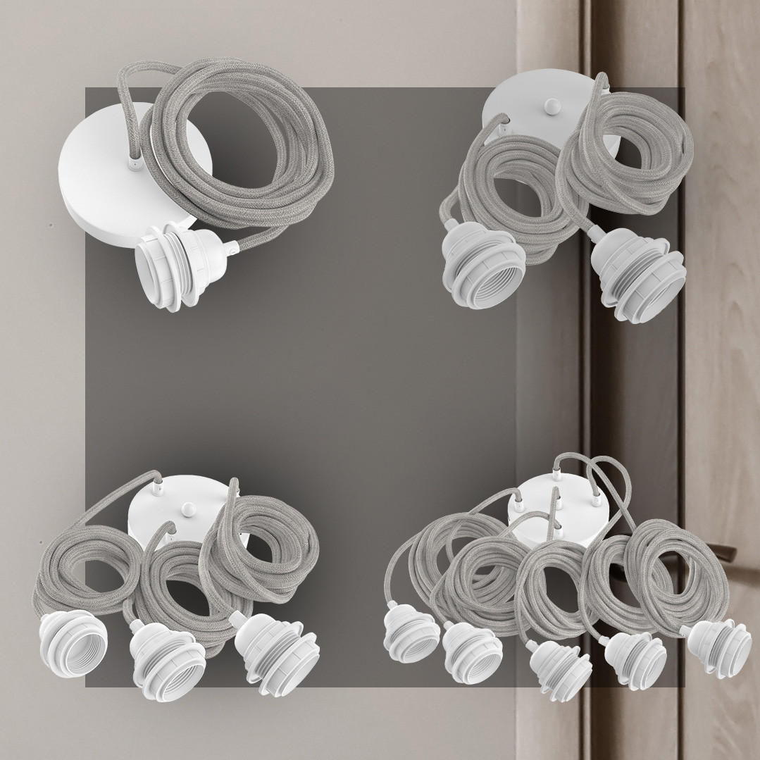 PENDELLEUCHTE Hang 3 Flammig Retro - Creme/Weiß, Naturmaterialien (250/1/250cm) - HOOPZI